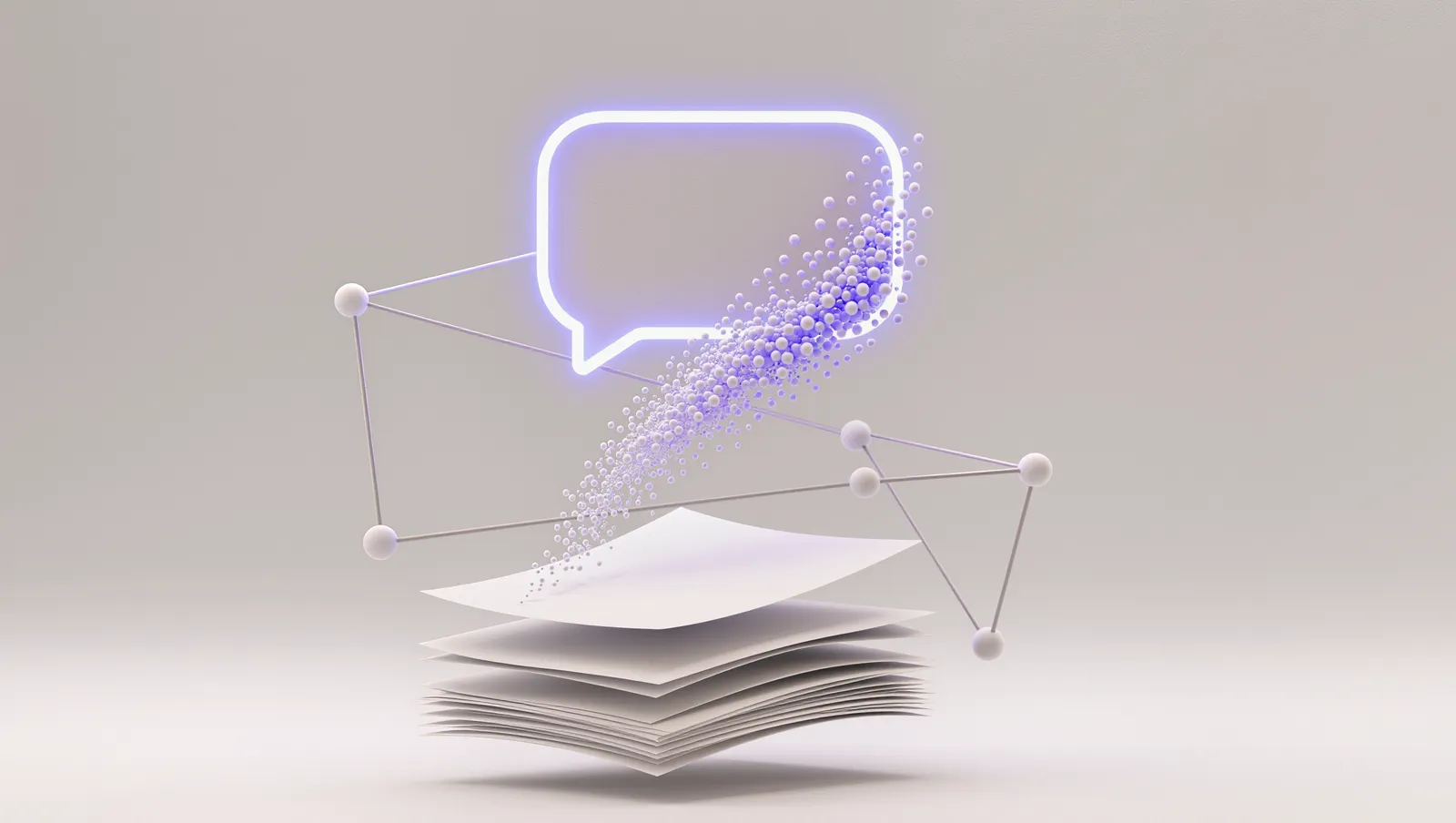 A paper document becoming a conversation through a network of light